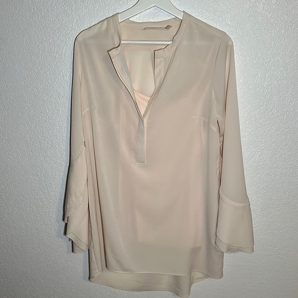 Soft Surroundings Cream Tunic Blouse Flowy Split Sleeves Matching Camisole too - Picture 1 of 10